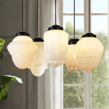 Vintage Weiß Milchglas Geometrische Jar Pendelleuchte