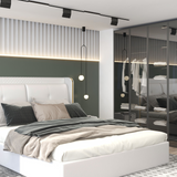 Moderne Pendelleuchte Glaskugel 2-Licht U-förmig in Schwarz für Wohnzimmer und Schlafzimmer