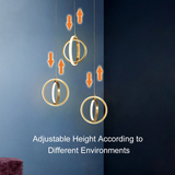 Gold Geometrische Pendelleuchte 2-Ring LED-Hängelampe aus Messing