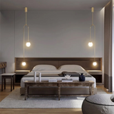 Moderne Pendelleuchte Glaskugel 2-Licht U-förmig in Schwarz für Wohnzimmer und Schlafzimmer