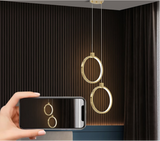 2-Lichtkreis Pendelleuchte Goldmessing Charmed Hängelampe