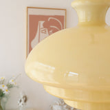 Bauhaus Pendelleuchte aus cremegelbem Glas with double insulated lights