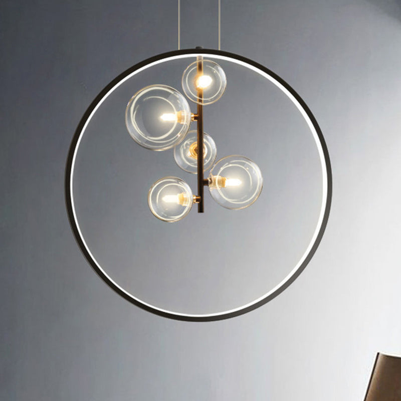 Skandinavische Bubble Glas Pendelleuchten mit Ring