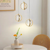 Gold Geometrische Pendelleuchte 2-Ring LED-Hängelampe aus Messing