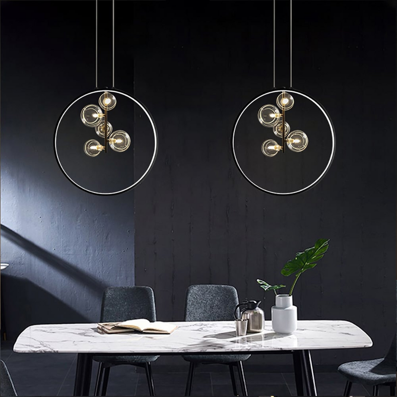 Schwarze Pendelleuchte Minimalistische Glaskugel LED