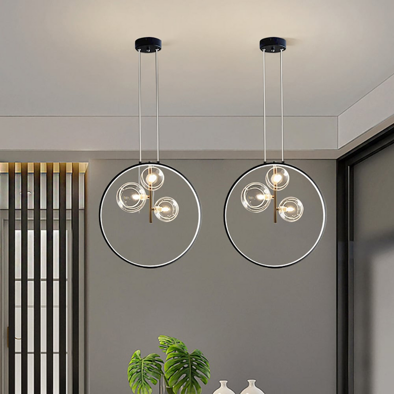 Schwarze Pendelleuchte Minimalistische Glaskugel LED
