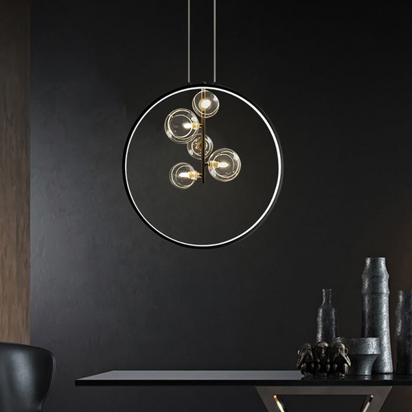 Schwarze Pendelleuchte Minimalistische Glaskugel LED