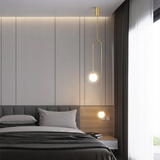 Moderne Pendelleuchte Glaskugel 2-Licht U-förmig in Schwarz für Wohnzimmer und Schlafzimmer