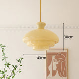 Bauhaus Pendelleuchte aus cremegelbem Glas with double insulated lights