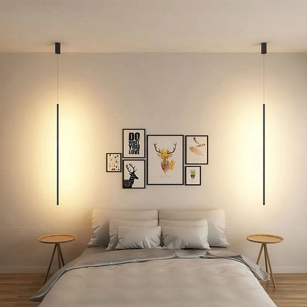 Minimalistische lange LED-Pendelleuchte aus Aluminium