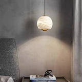 Skandinavische Marmor Alabaster-Globus Pendelleuchte