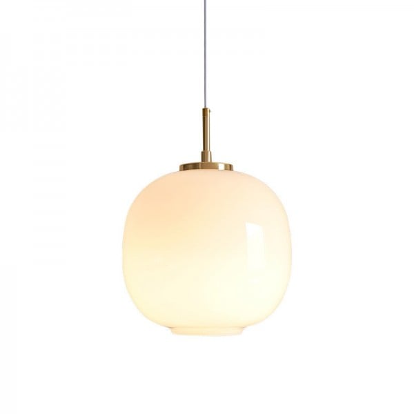 Moderne Skandinavische Opalglas-Pendelleuchte Mit Radius