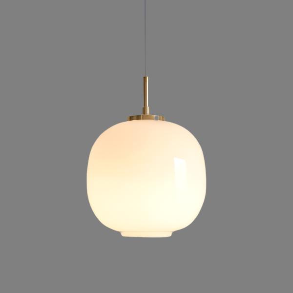 Moderne Skandinavische Opalglas-Pendelleuchte Mit Radius
