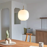 Moderne Skandinavische Opalglas-Pendelleuchte Mit Radius
