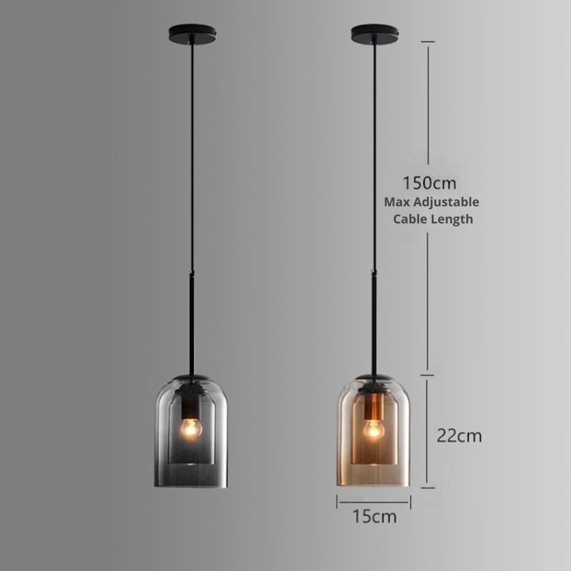 Mica Mid-Century Pendelleuchten mit Doppelglas