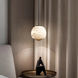 Skandinavische Marmor Alabaster-Globus Pendelleuchte