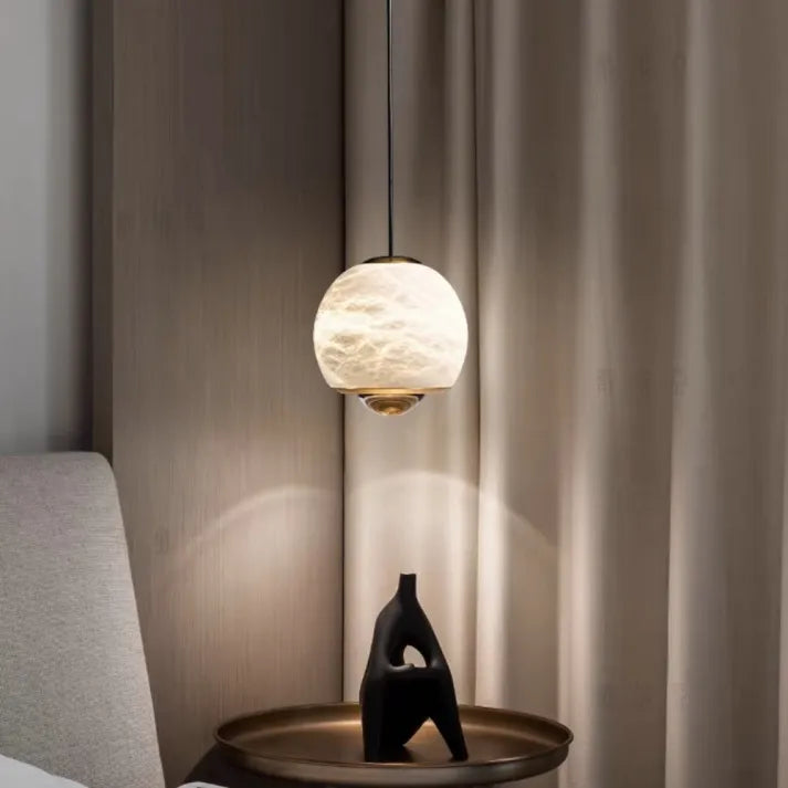 Skandinavische Marmor Alabaster-Globus Pendelleuchte