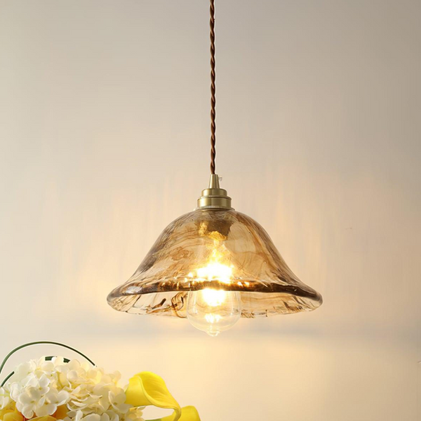 Weinlese Braun Glas Pendelleuchte
