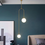 Moderne Pendelleuchte Glaskugel 2-Licht U-förmig in Schwarz für Wohnzimmer und Schlafzimmer