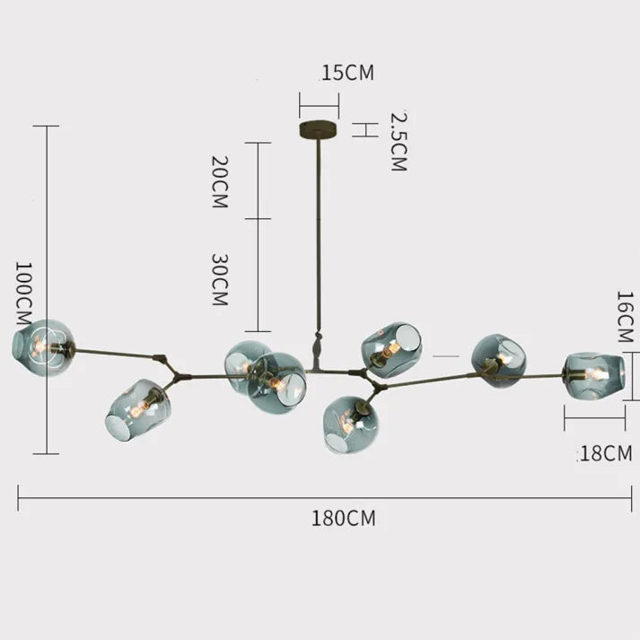 Bifurkation Sputnik-Kronleuchter aus Blasenglas