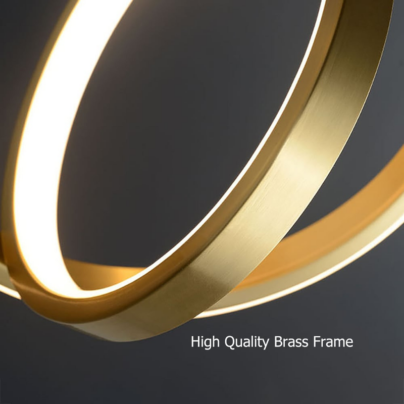 Gold Geometrische Pendelleuchte 2-Ring LED-Hängelampe aus Messing