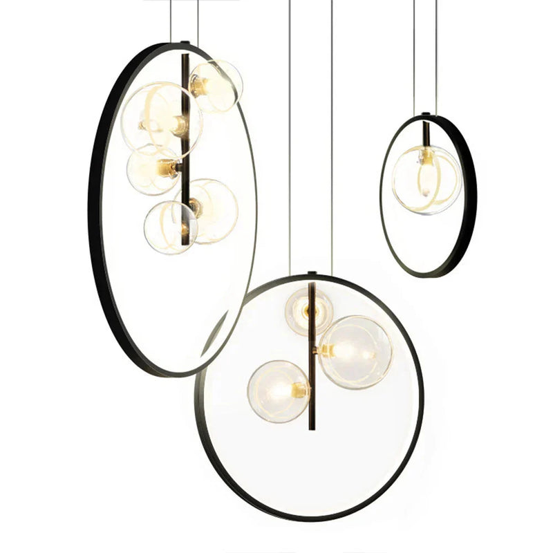 Skandinavische Bubble Glas Pendelleuchten mit Ring