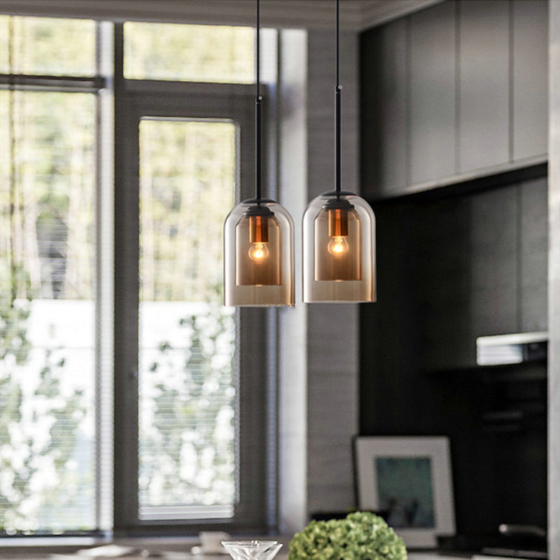 Mica Mid-Century Pendelleuchten mit Doppelglas
