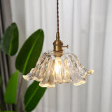 Industrielle Blumenform Glas Pendelleuchte in Gold